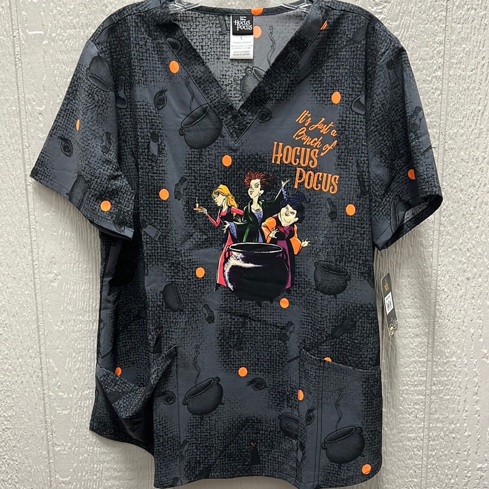Disney Hocus Pocus Black & Orange Scrub Top